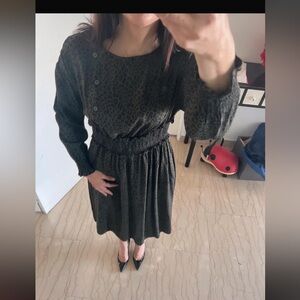 Zara Leopard Print Long Sleeve Dress